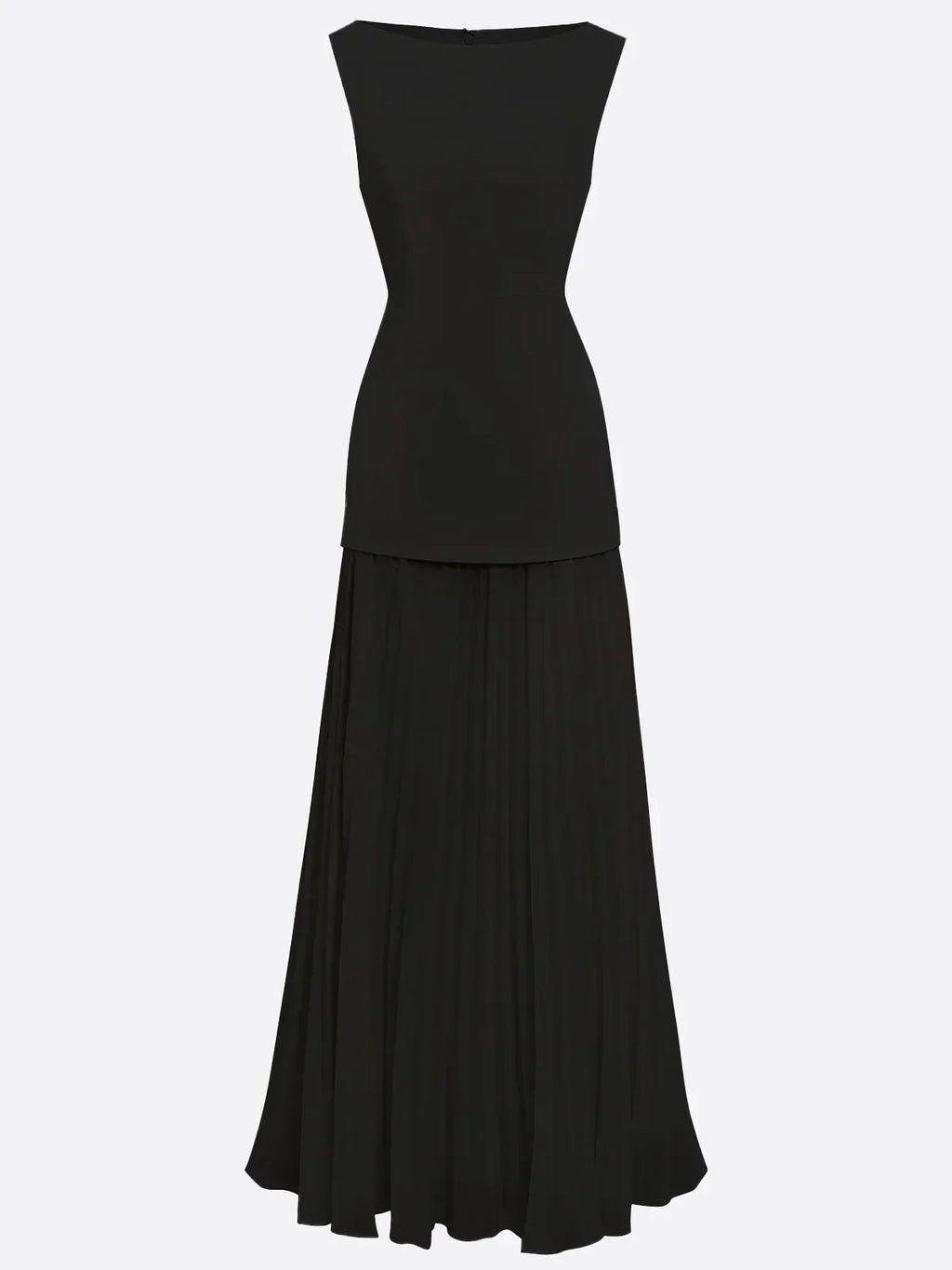 Robe longue plissée sans manches pour femme