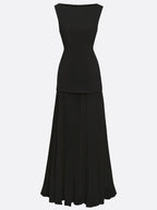 Robe longue plissée sans manches pour femme