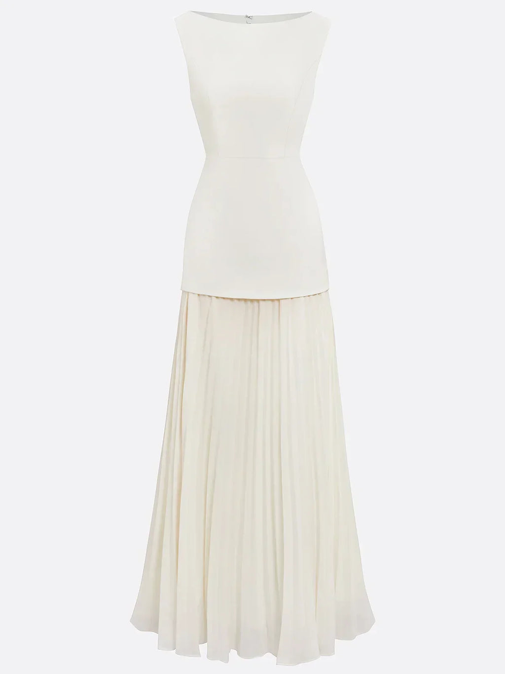 Robe longue plissée sans manches pour femme