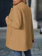Manteau Femme Hiver Mi-Long Col Montant Coupe Structurée