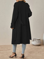 Trench Long Femme En Coton Mélangé À Taille Ajustée