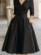 Robe Trapèze Femme Midi Plissée Au Style Vintage