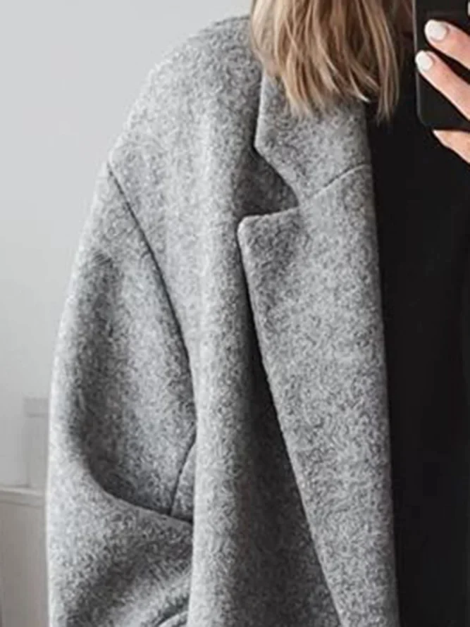 Manteau Femme Long En Laine Mélangée Coupe Oversize