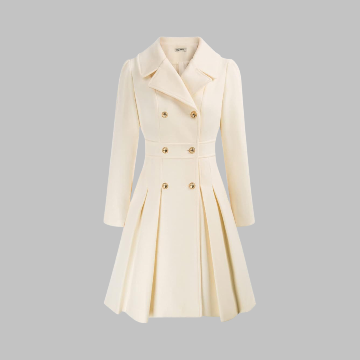 Manteau à double boutonnage et manches longues pour femme