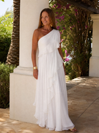 Robe Longue Asymétrique Femme À Volants En Cascade