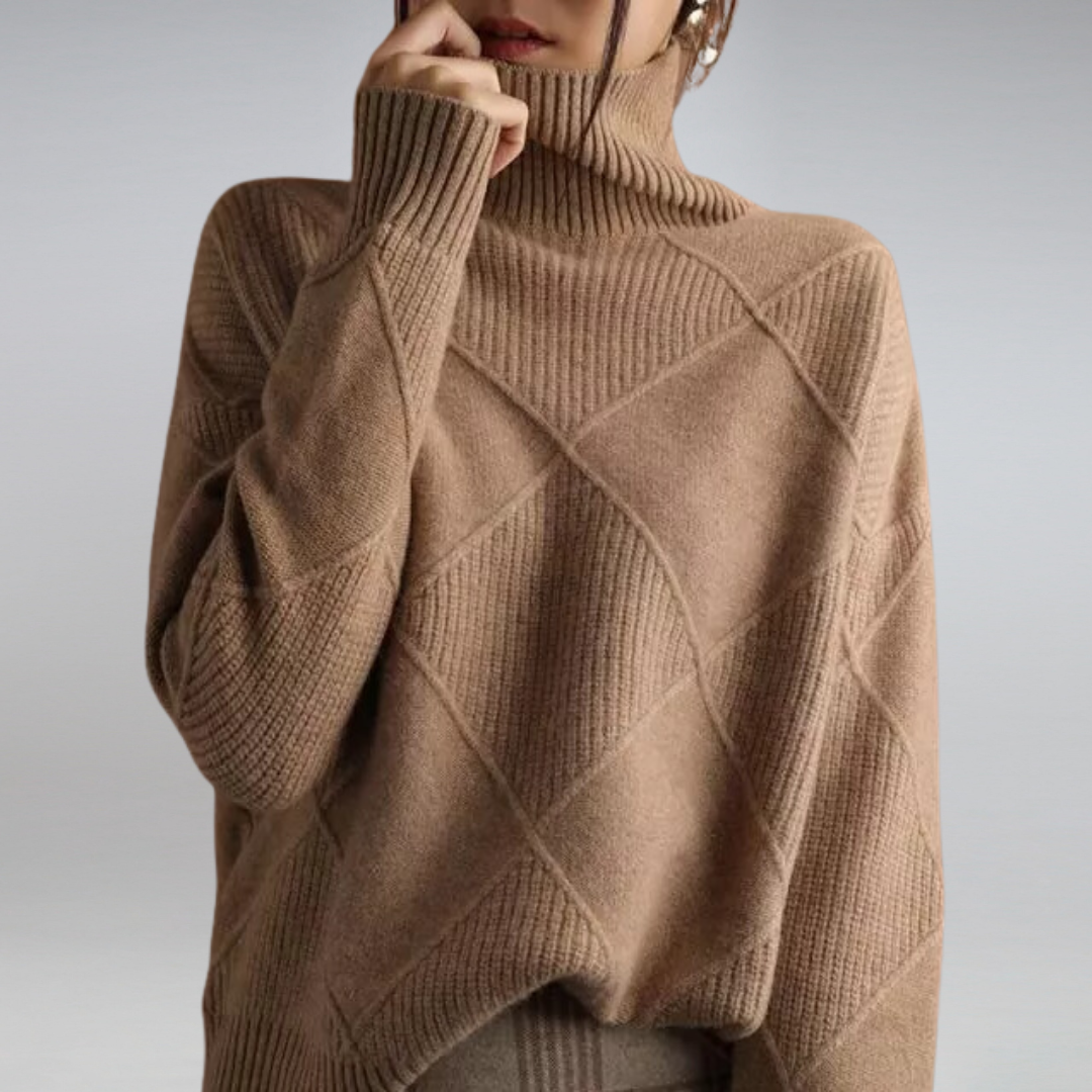 Pull Femme En Cachemire À Col Roulé Coupe Ajustée