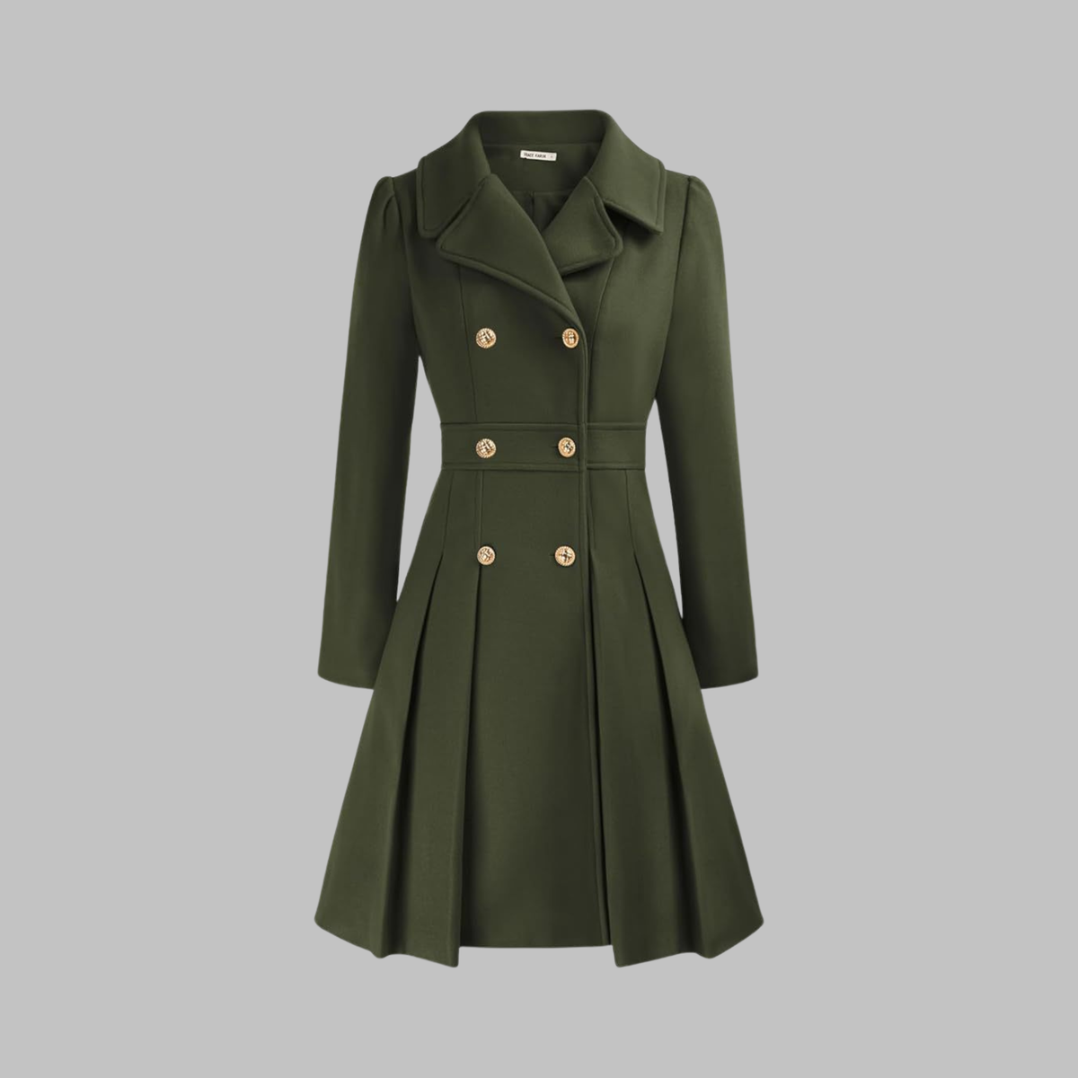 Manteau à double boutonnage et manches longues pour femme