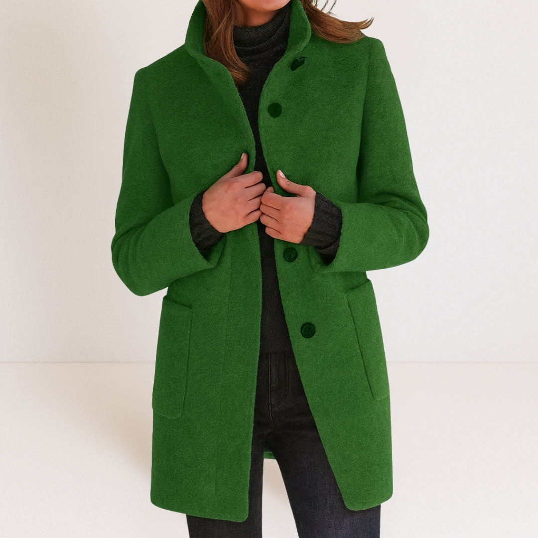 Manteau Hiver Femme En Laine Mélangée À Col Montant