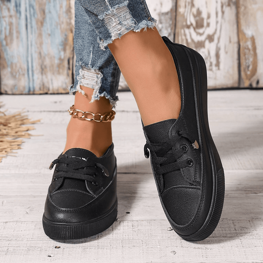 Chaussures Femme Orthopédiques En Cuir À Lacets Confortables