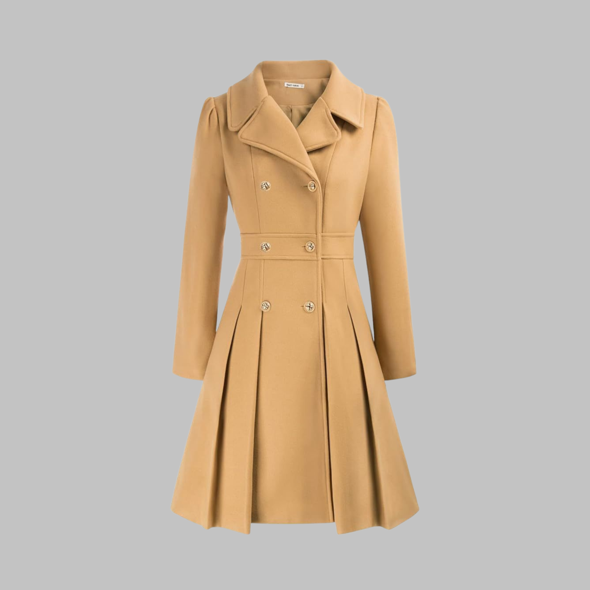 Manteau à double boutonnage et manches longues pour femme