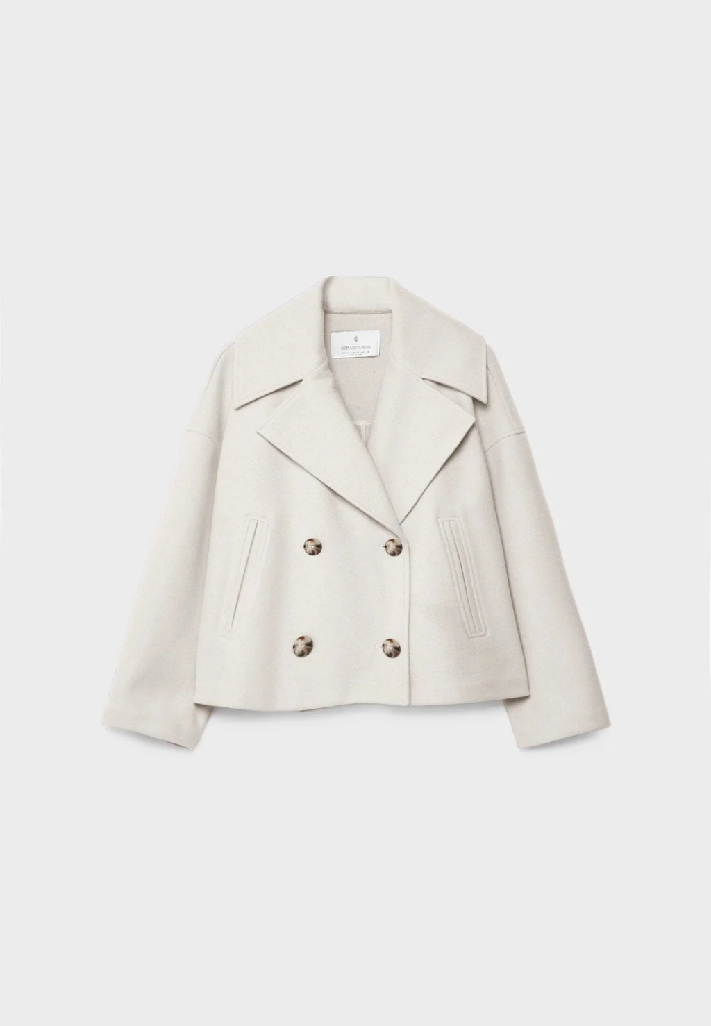 Blazer Court Femme À Revers Pointus Et Double Boutonnage
