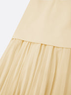 Robe longue plissée sans manches pour femme