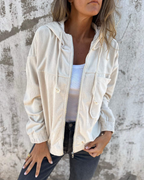 Veste Femme En Velours Côtelé À Capuche Et Zip