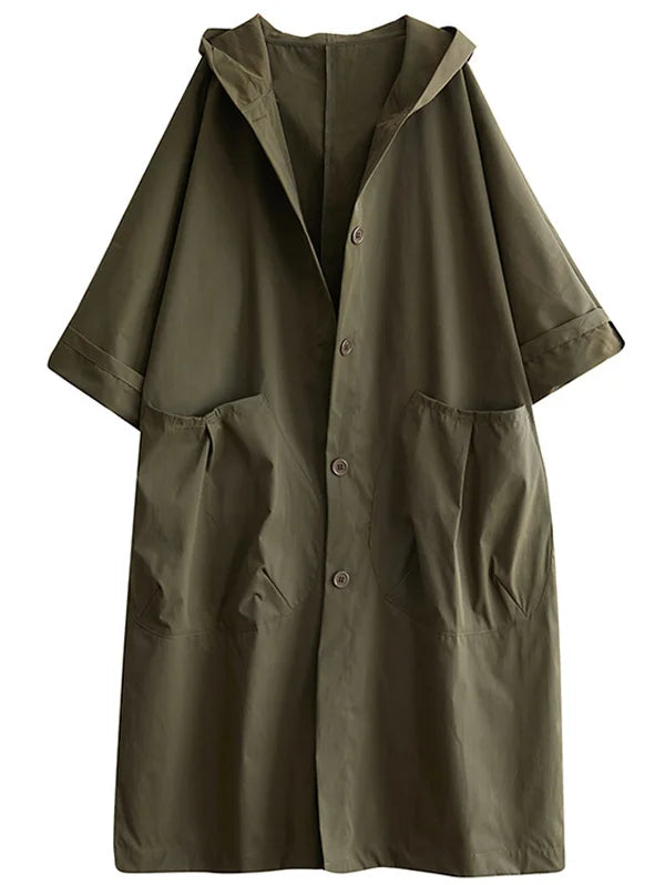 Manteau Imperméable Femme Long Oversize À Capuche