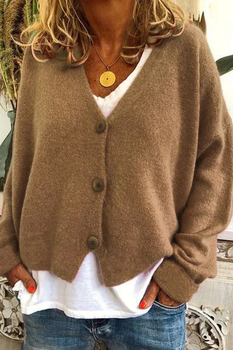Cardigan Femme En Maille À Col V Motif Patchwork
