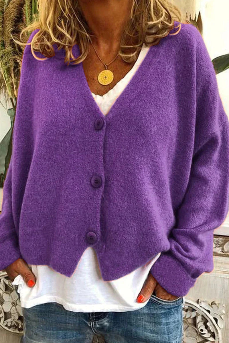 Cardigan Femme En Maille À Col V Motif Patchwork