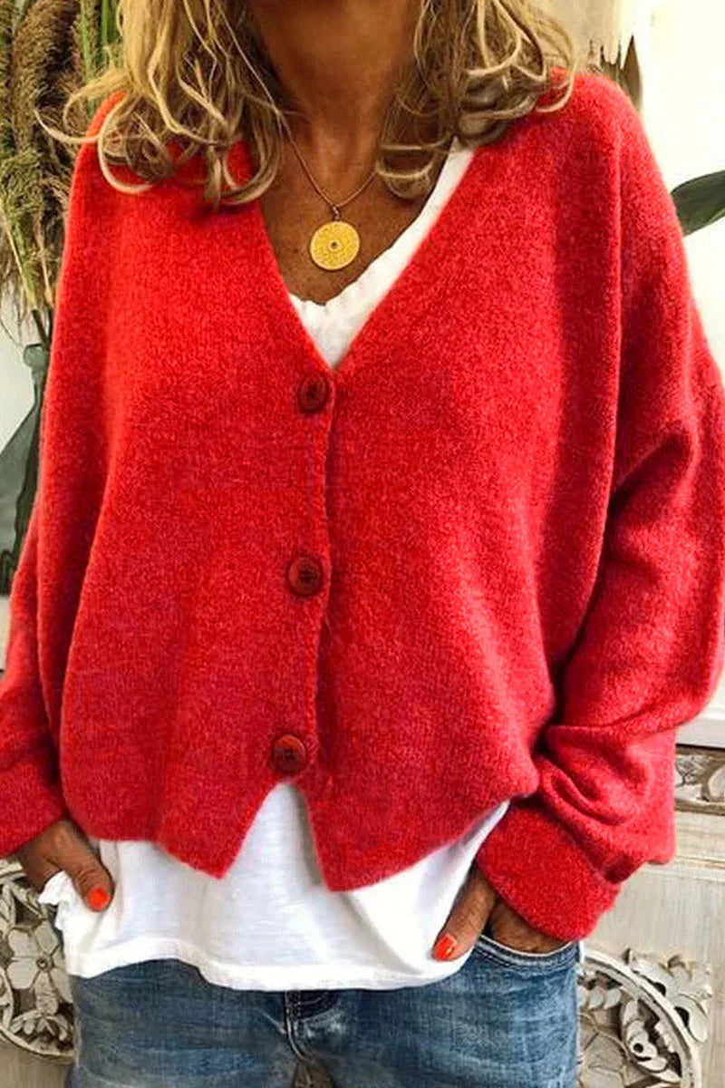 Cardigan Femme En Maille À Col V Motif Patchwork
