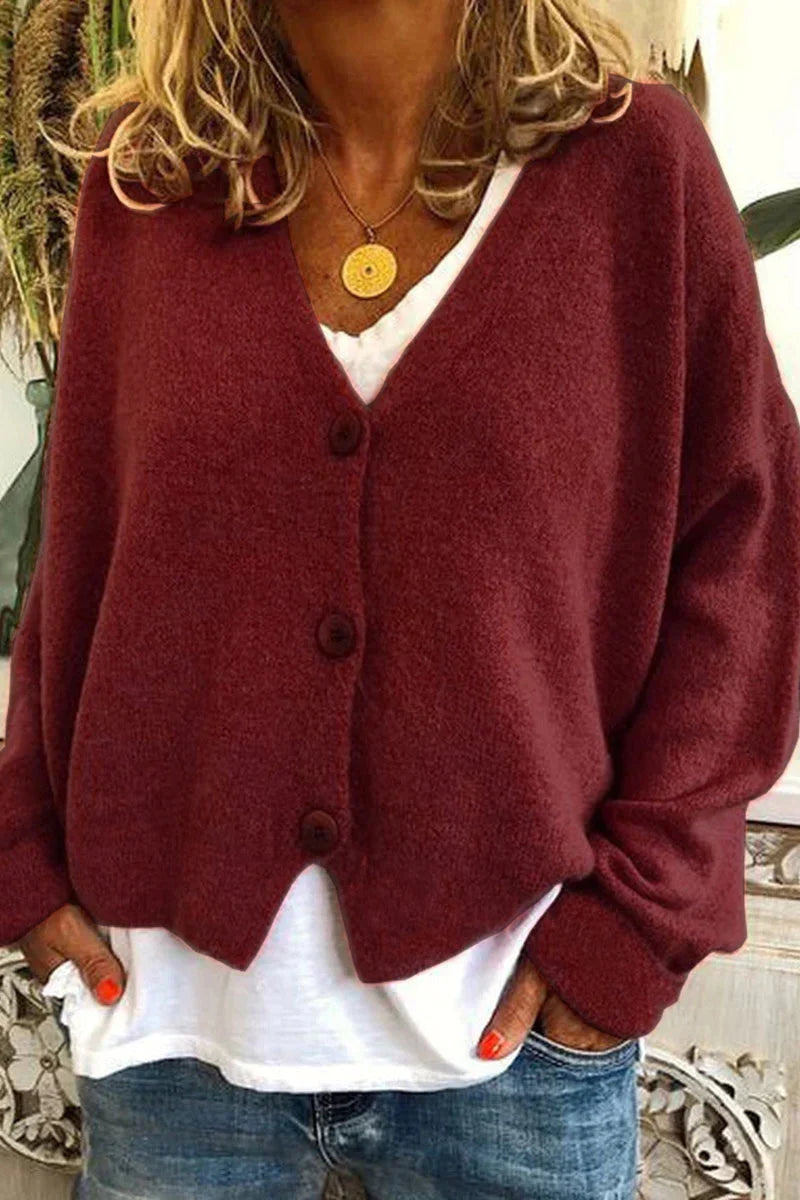 Cardigan Femme En Maille À Col V Motif Patchwork