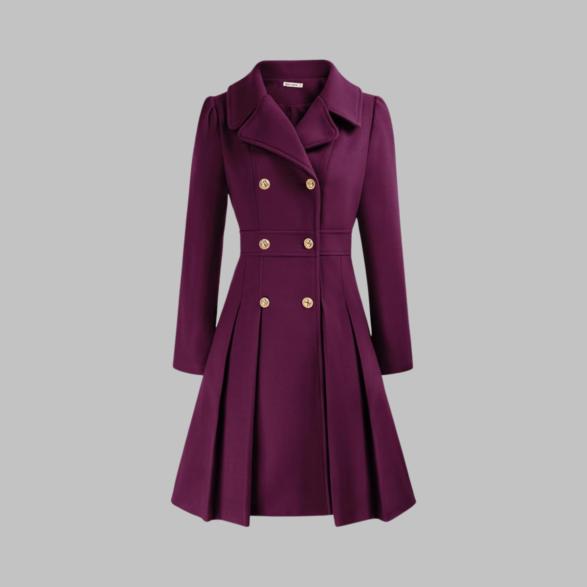 Manteau à double boutonnage et manches longues pour femme