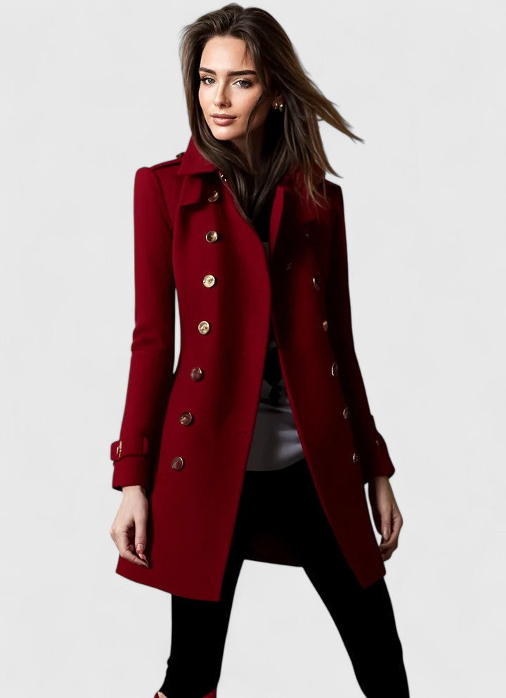 Manteau classique cintré à détails modernes pour femme