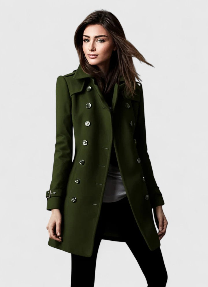 Manteau classique cintré à détails modernes pour femme