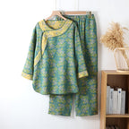 Pyjama Femme En Gaze De Coton À Imprimé Floral Deux Pièces