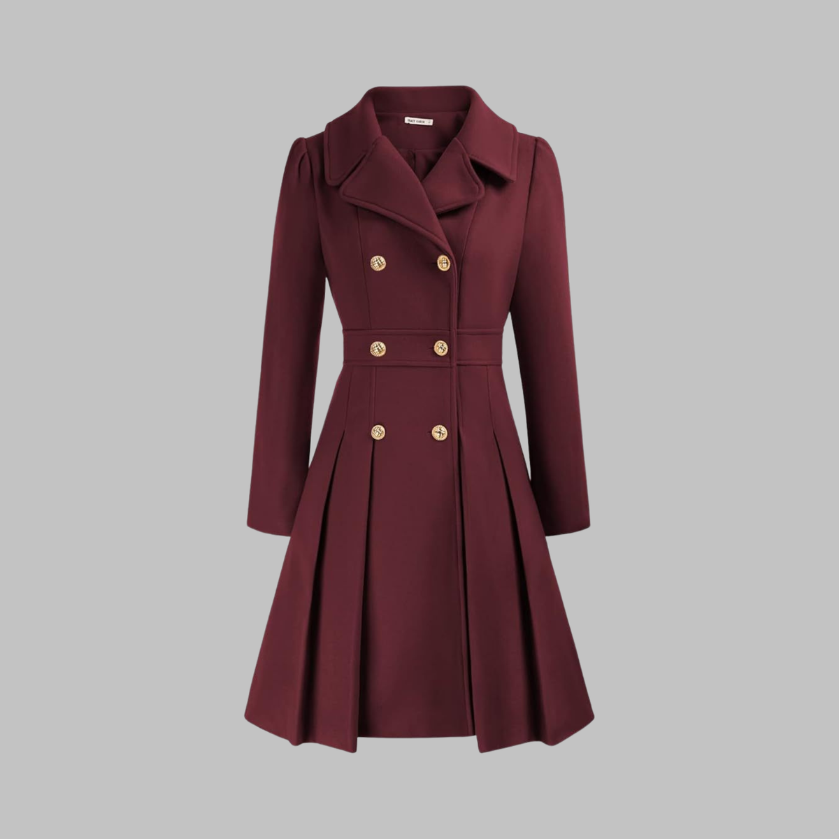 Manteau à double boutonnage et manches longues pour femme