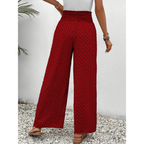 Pantalon Fluide Femme Taille Haute À Imprimé Géométrique