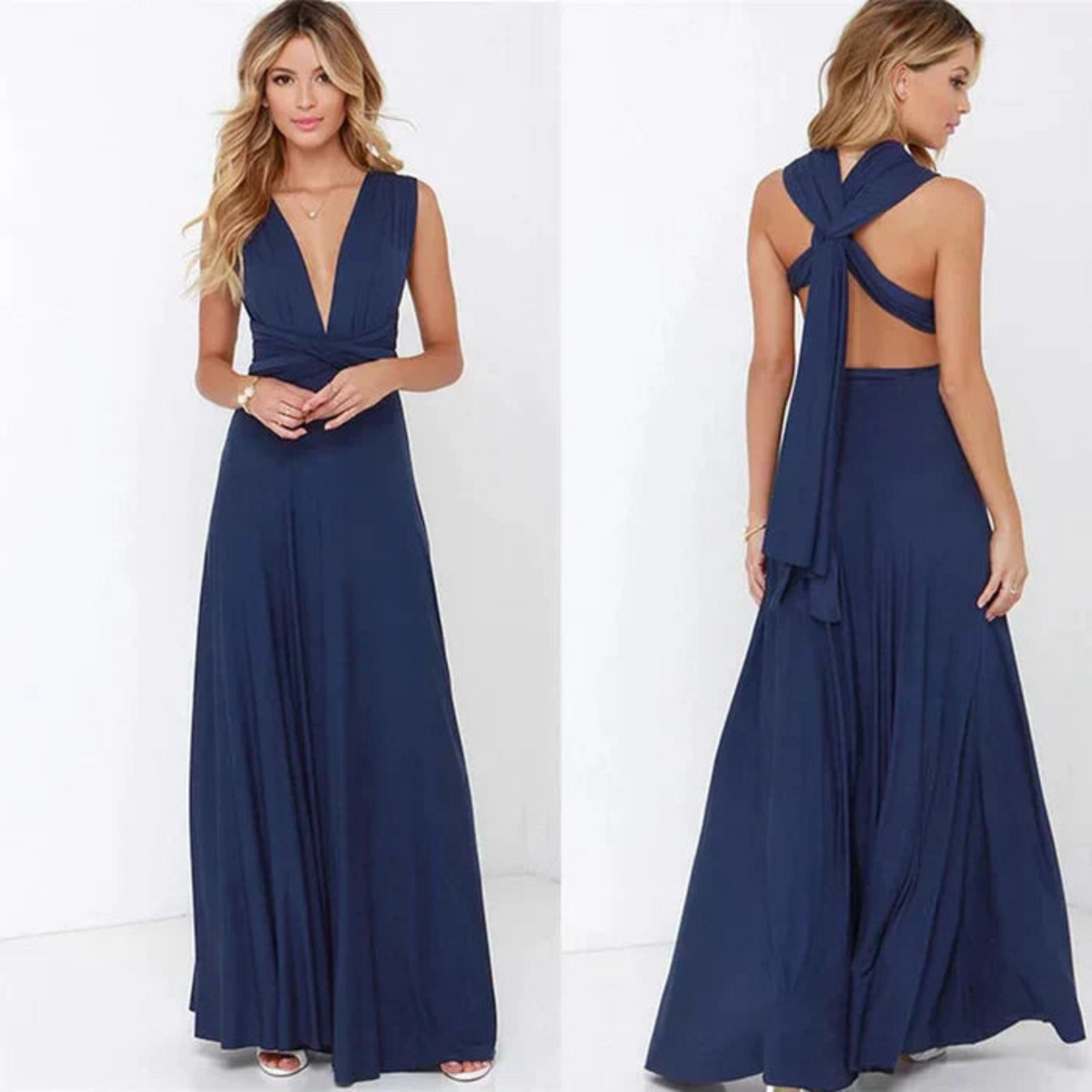 Robe Portefeuille Élégante Plissée pour Femme