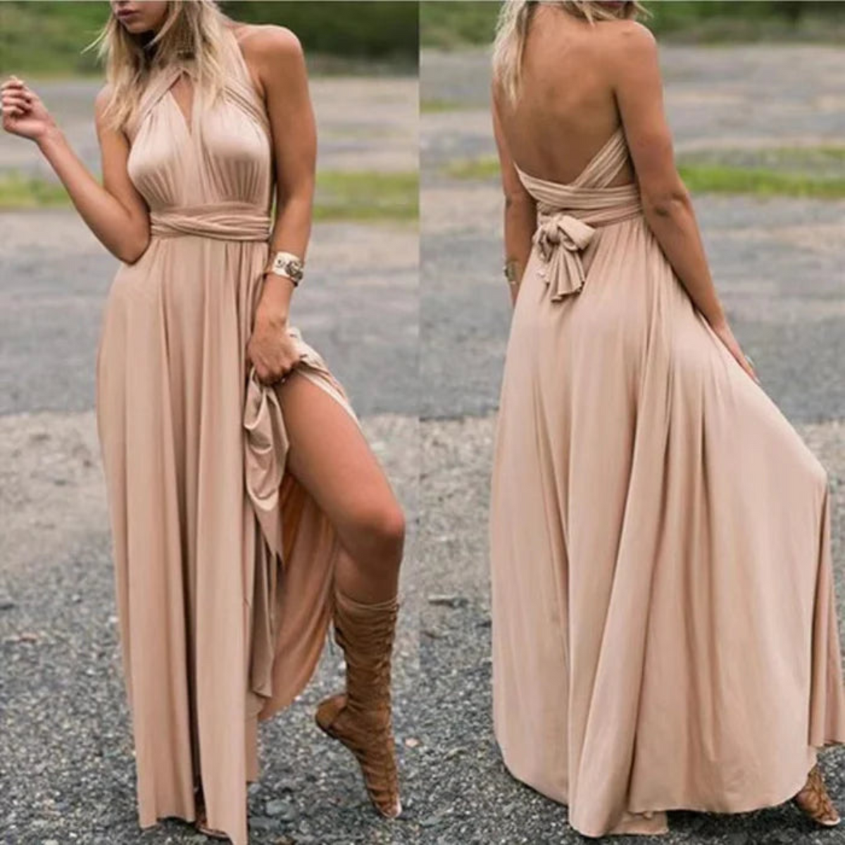 Robe Portefeuille Élégante Plissée pour Femme