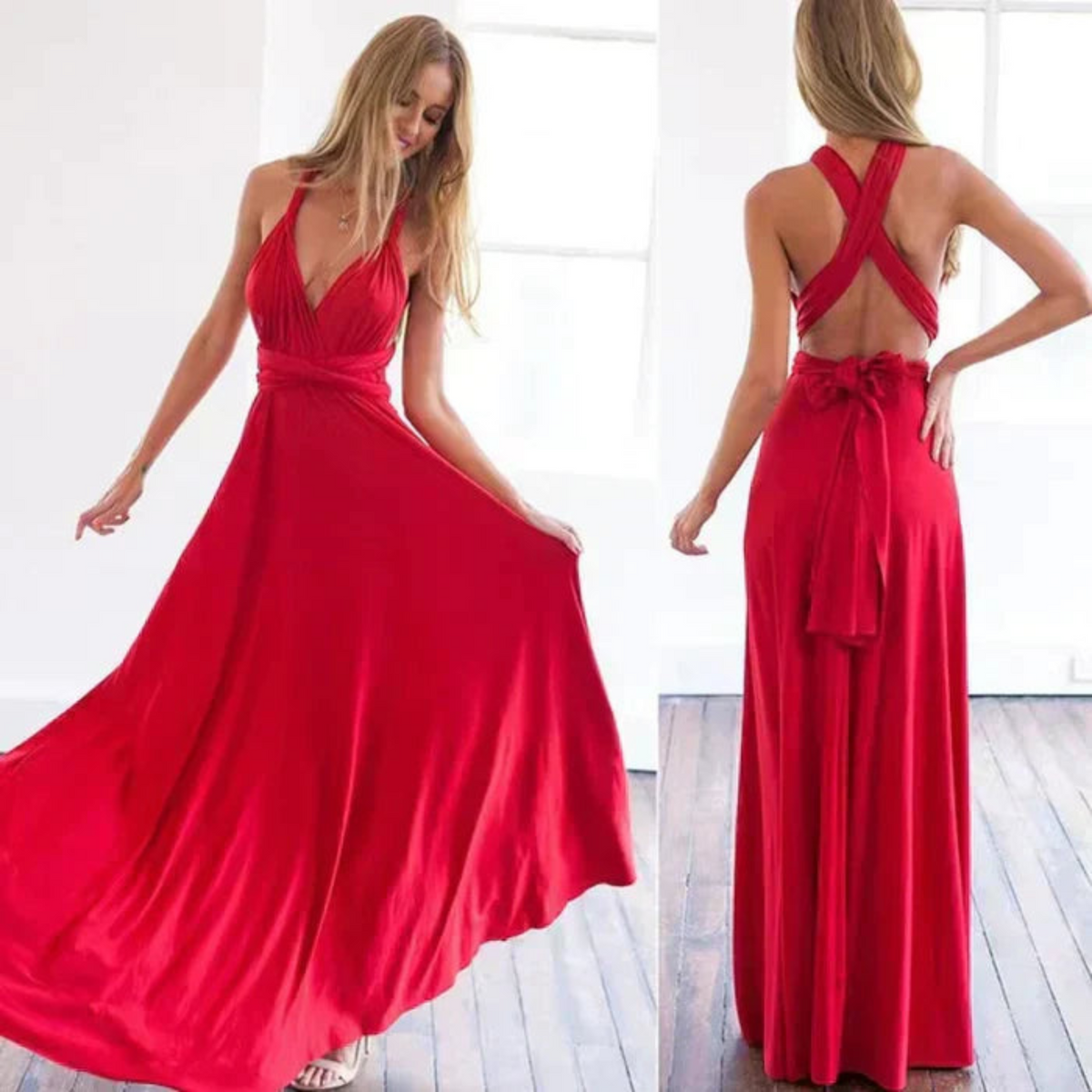 Robe Portefeuille Élégante Plissée pour Femme