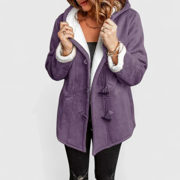 Manteau Femme Doublé Polaire À Capuche Et Brandebourgs