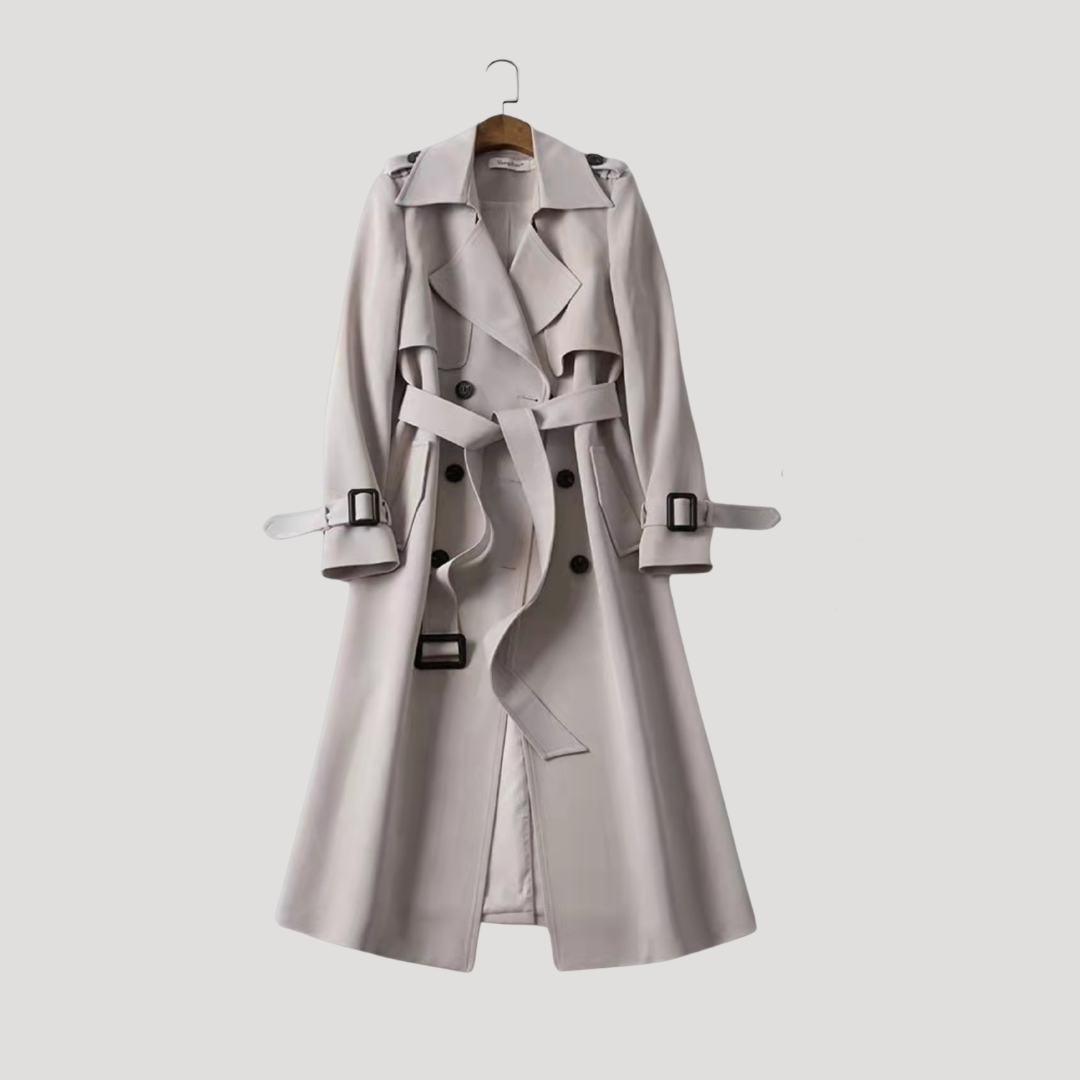 Trench Femme Long Ceinturé À Double Boutonnage