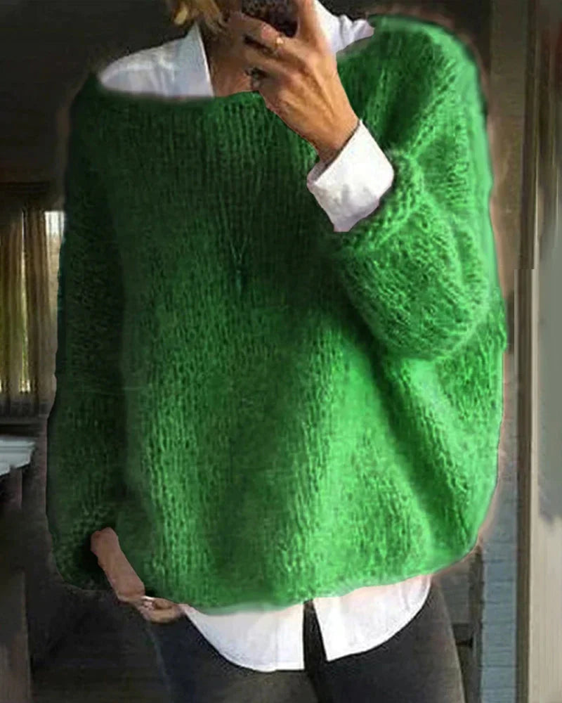 Pull Femme En Maille Tricotée À Col Rond Coupe Ajustée