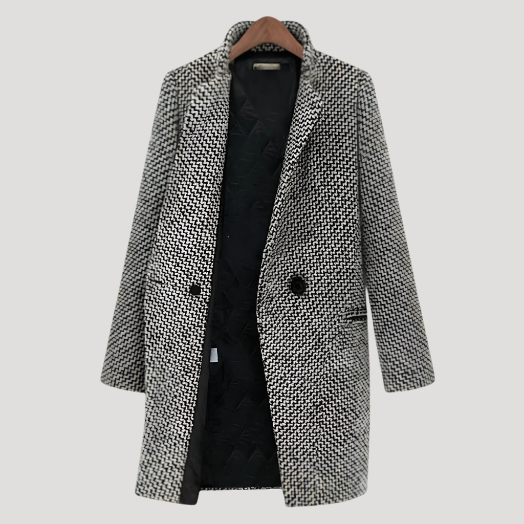 Manteau À Carreaux Femme Long Double Boutonnage