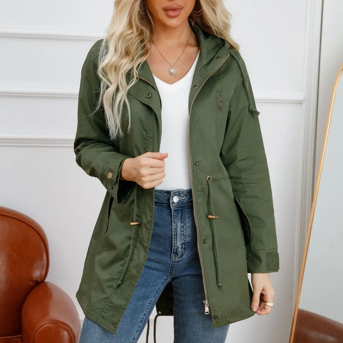 Coupe Vent Femme Léger À Capuche Et Coupe Décontractée