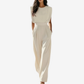Combinaison Femme Fluide Avec Ceinture Coupe Minimaliste
