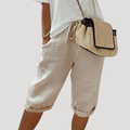 Bermuda Femme En Lin Coupe Ample Et Taille Élastiquée
