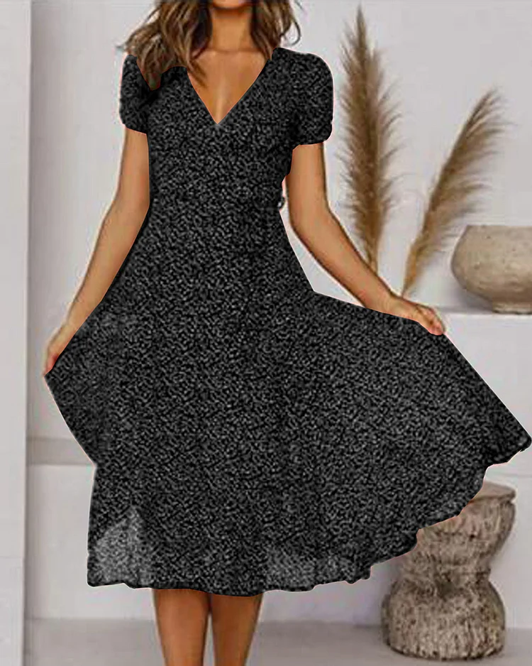 Robe Fleurie Femme En Mousseline Fluide Avec Col En V