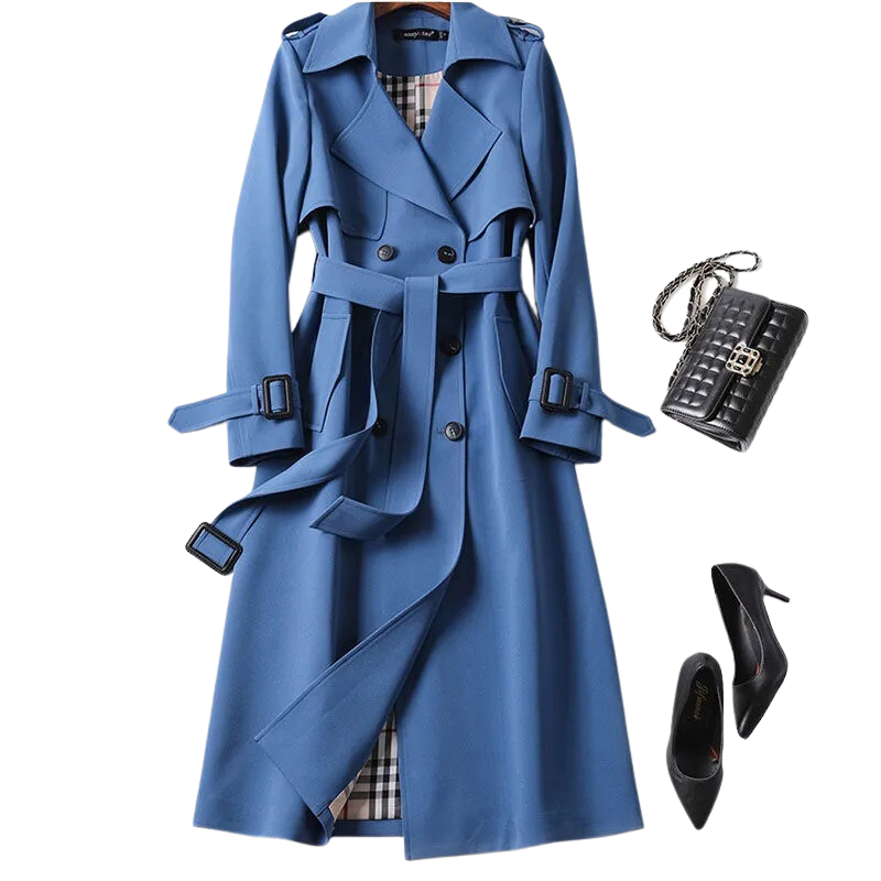 Manteau long boutonné et imperméable pour femme