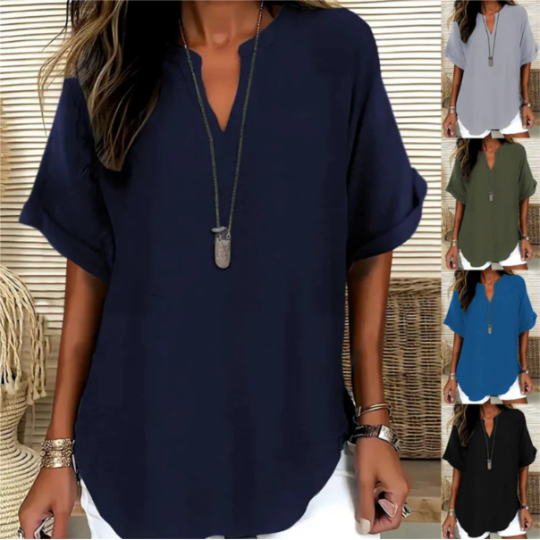 Blouse Femme Légère À Décolleté En V Et Coupe Ample