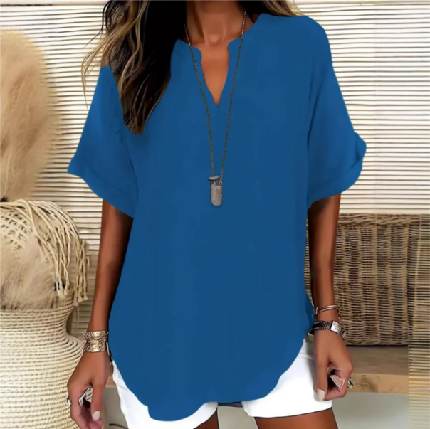 Blouse Femme Légère À Décolleté En V Et Coupe Ample