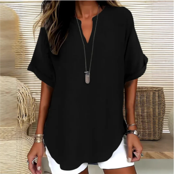 Blouse Femme Légère À Décolleté En V Et Coupe Ample