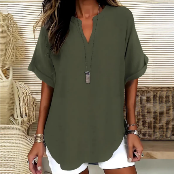 Blouse Femme Légère À Décolleté En V Et Coupe Ample