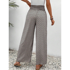 Pantalon Fluide Femme Taille Haute À Imprimé Géométrique