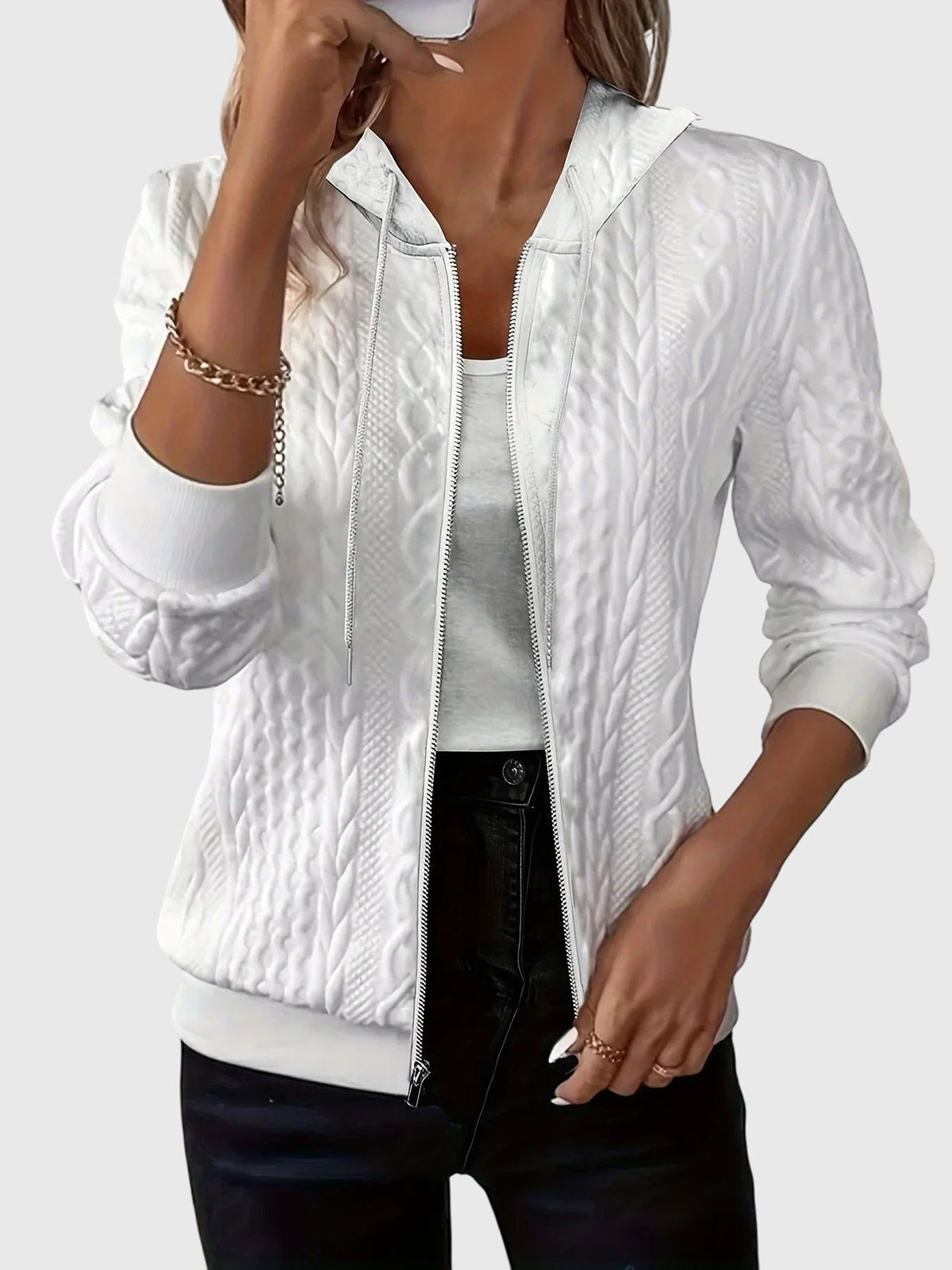 Sweat à capuche zippé design minimaliste pour femme