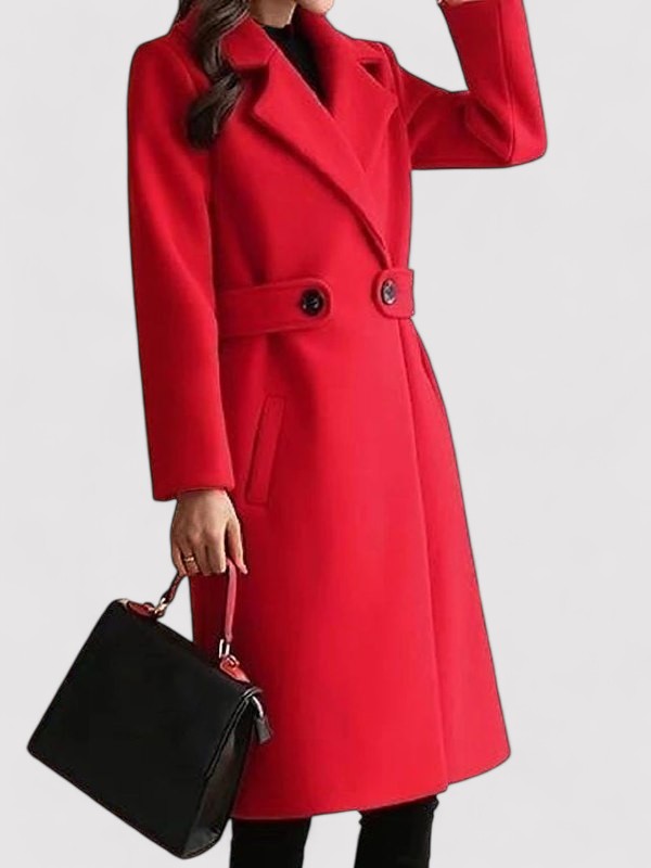 Manteau Hiver Femme En Laine À Ceinture Fine Et Revers