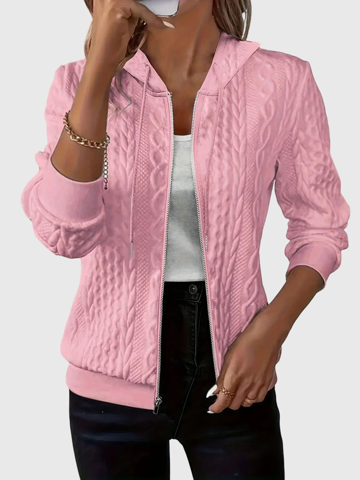 Sweat à capuche zippé design minimaliste pour femme