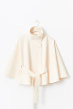 Manteau Cape Femme À Col Montant Et Ceinture Ajustable