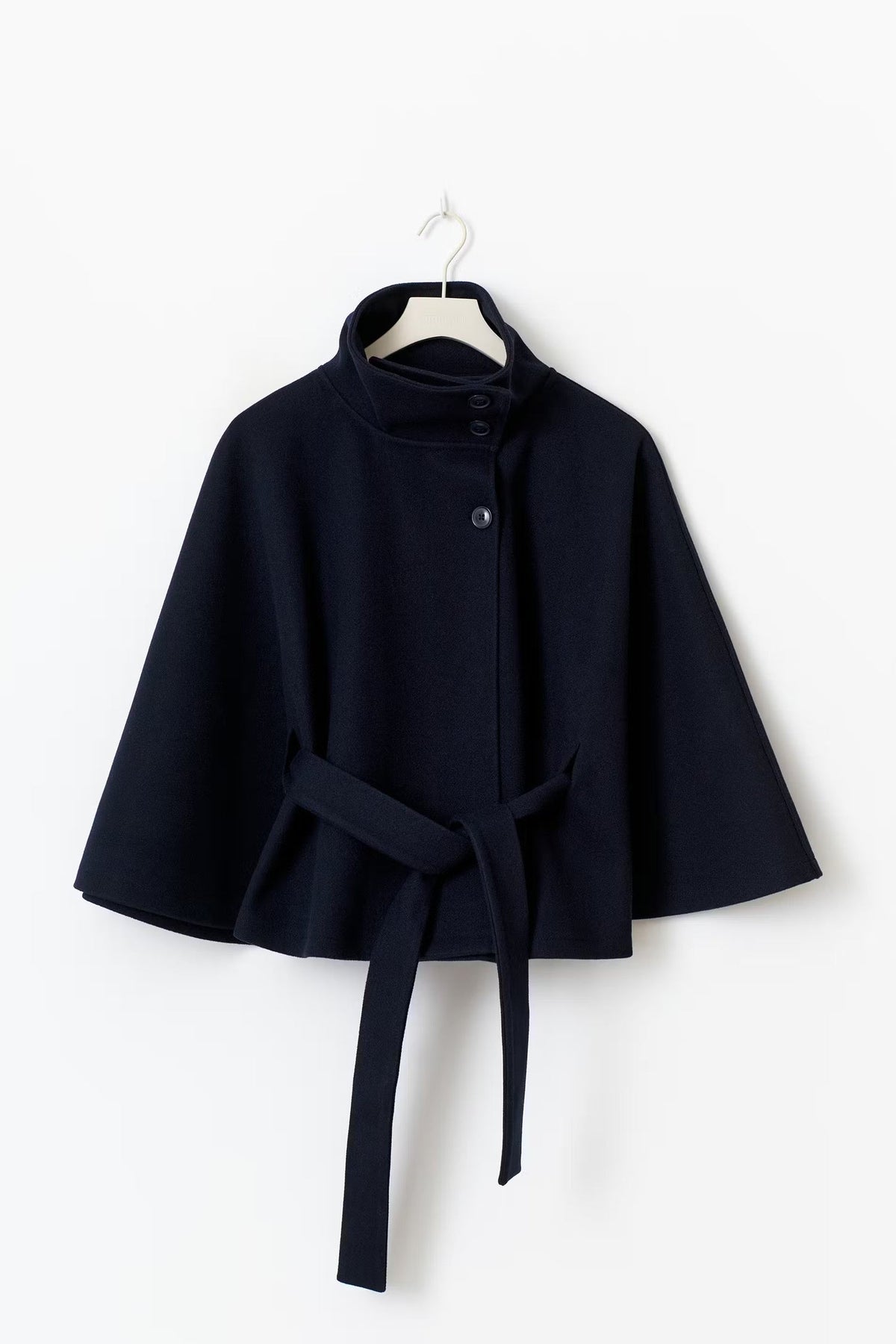 Manteau Cape Femme À Col Montant Et Ceinture Ajustable